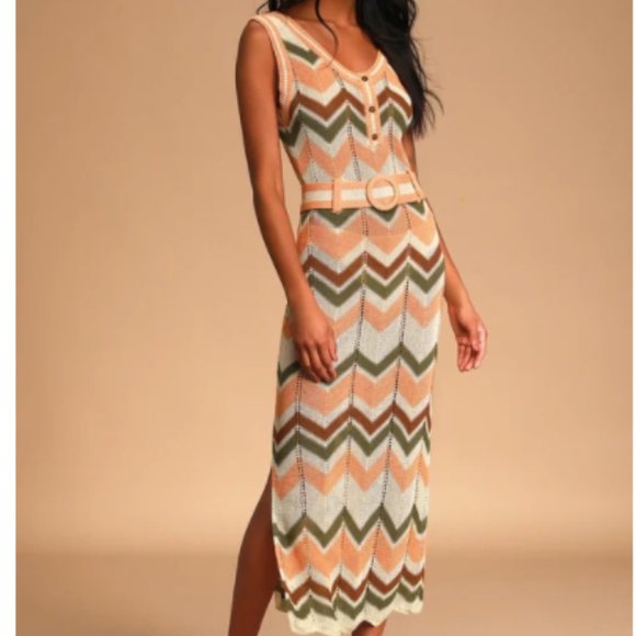 Lulus Dresses & Skirts - Lulu’s Cream Multi Crochet Belted Maxi Dress